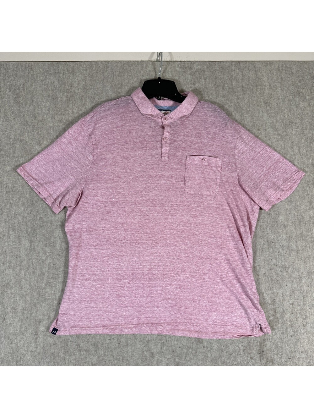 johnnie-O Men's Hangin' Out Short Sleeve Polo Shirt Large? Pink Linen Cotton